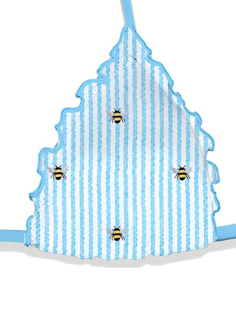 MC2 Saint Barth bee-print ruffled bikini top - Blue - zdjęcie produktu nr 2