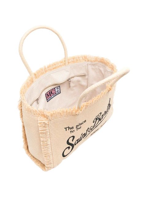 MC2 Saint Barth Vanity fringed embroidered beach bag - Neutrals