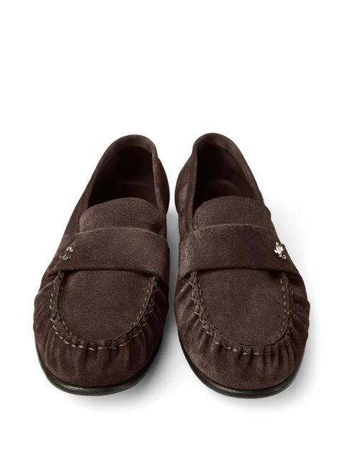 Jimmy Choo Ellis metal-plaque suede loafers - Brown