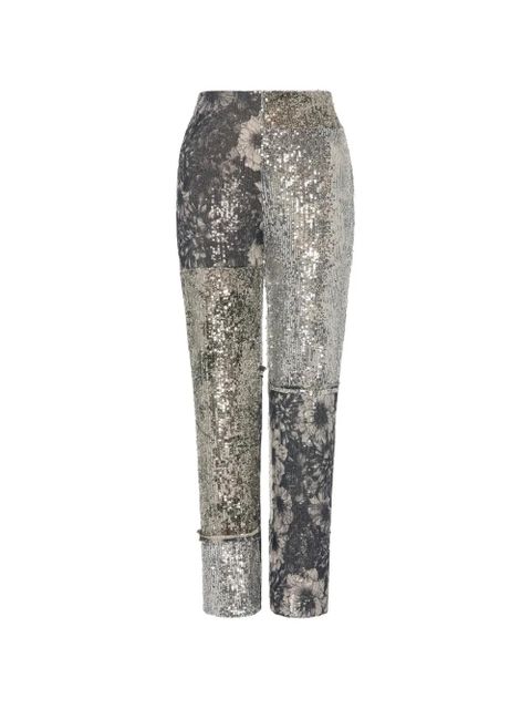 Maison Margiela sequin-embellishment floral-details trousers - Silver - zdjęcie produktu nr 1