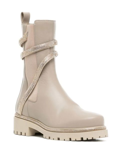 René Caovilla studded-strap leather boots - Brown - zdjęcie produktu nr 2