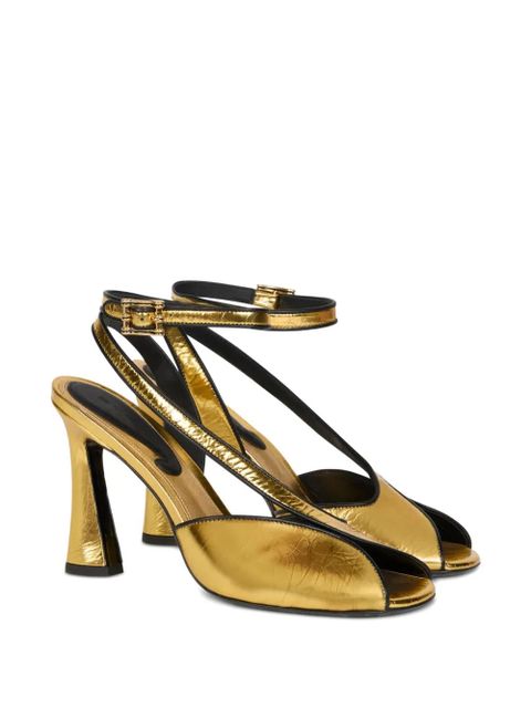ETRO 90mm cracked-effect ankle strap heeled sandals - Gold - zdjęcie produktu nr 2