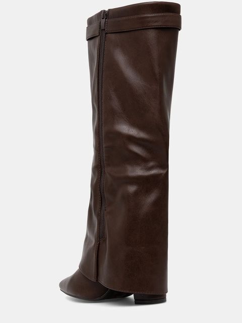 Answear Lab kozaki damskie kolor brązowy na słupku