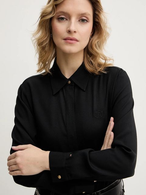 Tommy Hilfiger koszula damska kolor czarny regular z kołnierzykiem klasycznym WW0WW48180