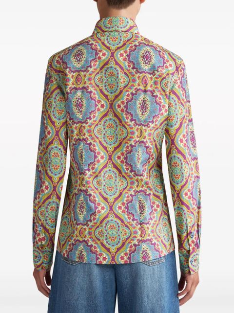 ETRO graphic-print cotton-blend shirt - Blue