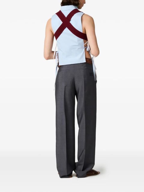 Miu Miu intarsia logo ribbed knit vest - Red