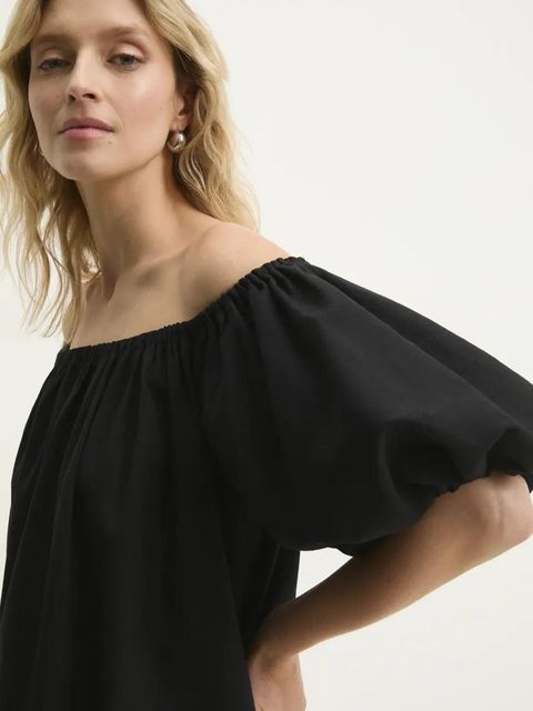 Answear.LAB sukienka z lnem kolor czarny mini oversize