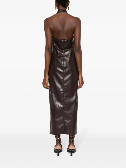 Nanushka halterneck faux-leather dress - Brown