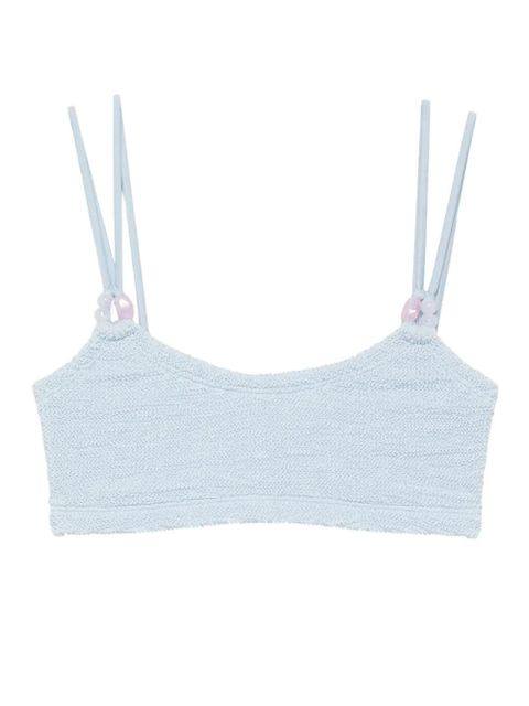 Hunza G Cassie beaded crinkle-effect bikini - Blue
