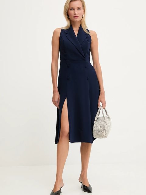 Answear.LAB sukienka kolor granatowy midi prosta - zdjęcie produktu nr 1