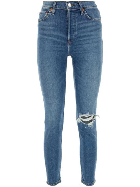 RE/DONE logo-patch ripped jeans - Blue - zdjęcie produktu nr 1