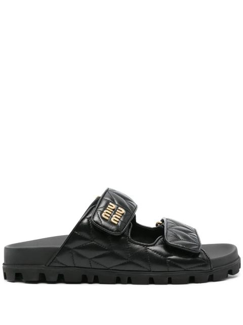 Miu Miu matelassé leather sandals - Black - zdjęcie produktu nr 1