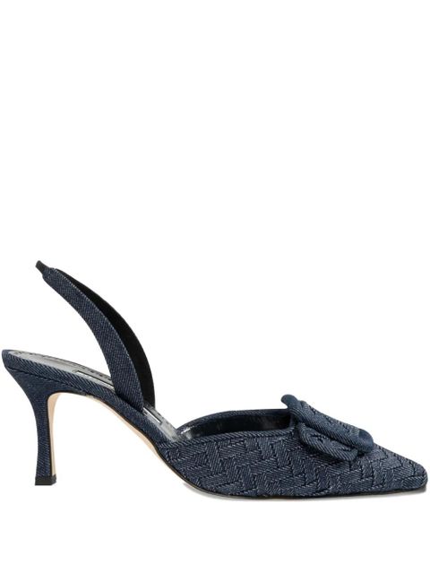 Manolo Blahnik 70mm slingback woven pumps - Blue - zdjęcie produktu nr 1