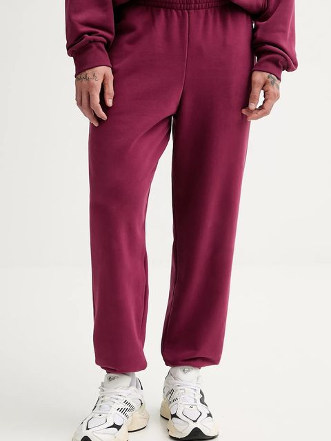 Pangaia spodnie dresowe bawełniane kolor bordowy gładkie 10000295