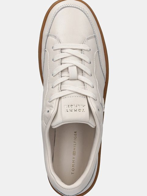 Tommy Hilfiger sneakersy skórzane TH HERITAGE COURT SNEAKER LTR damskie kolor beżowy FW0FW09028