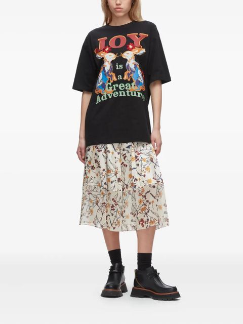 3.1 Phillip Lim graphic-print floral-embroidery T-shirt - Black
