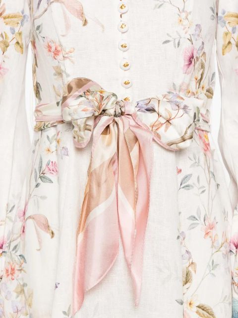 ZIMMERMANN Rebellion button floral-print midi dress - Neutrals