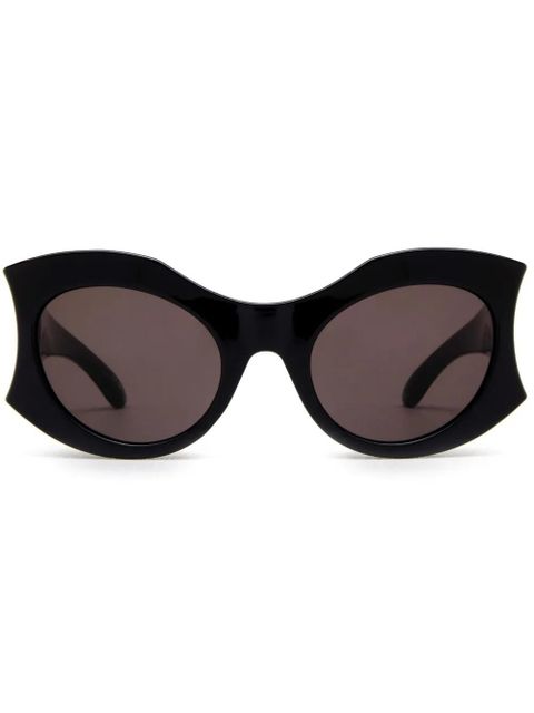 Balenciaga Eyewear logo-plaque round-frame sunglasses - Black - zdjęcie produktu nr 1