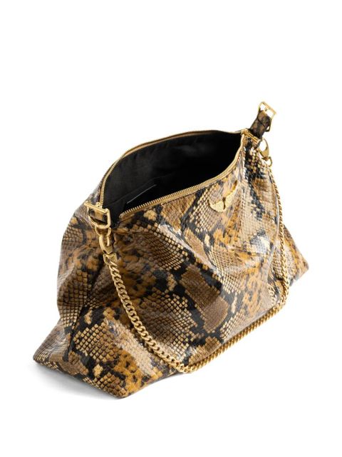 Zadig&Voltaire Jim Wild python-effect shoulder bag - Brown