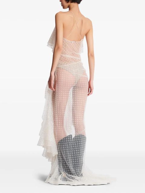 Balmain lace-panel maxi dress - White