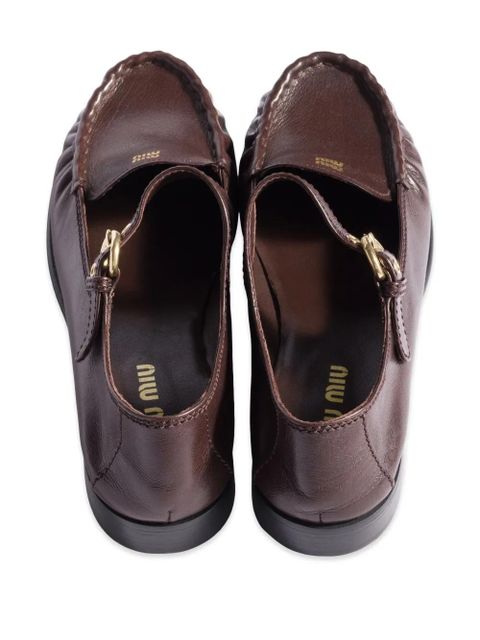 Miu Miu strap-detail leather loafers - Brown - zdjęcie produktu nr 2