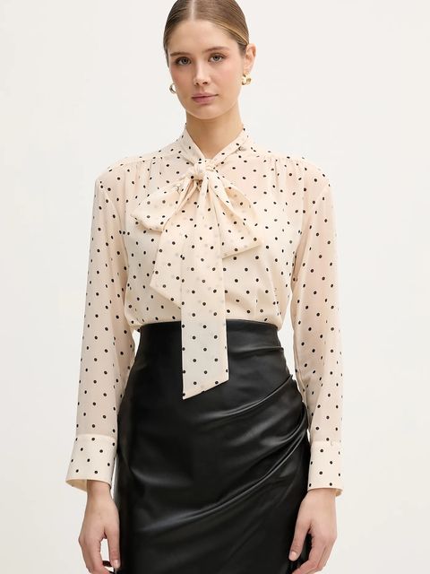 Joop! koszula damska kolor beżowy regular z wiązanym dekoltem 30100464 - zdjęcie produktu nr 1