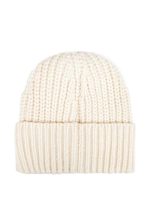 Moncler ribbed logo-patch beanie - White - zdjęcie produktu nr 2