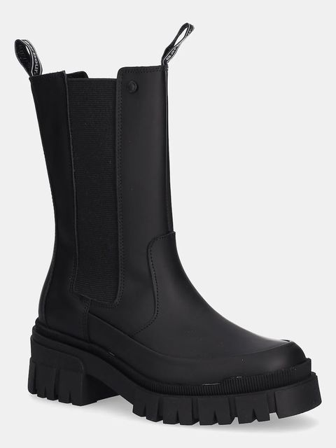 Barbour sztyblety skórzane Sidneigh damskie kolor czarny na platformie LFO0785BK31 - zdjęcie produktu nr 1