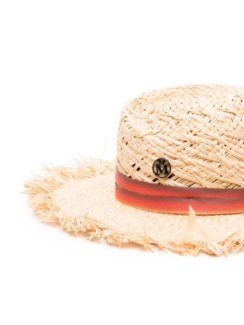 Maison Michel logo-plaque raffia hat - Neutrals - zdjęcie produktu nr 2