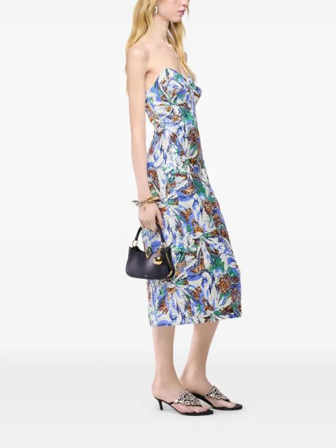 Rabanne floral sequin-embroidered midi dress - Blue