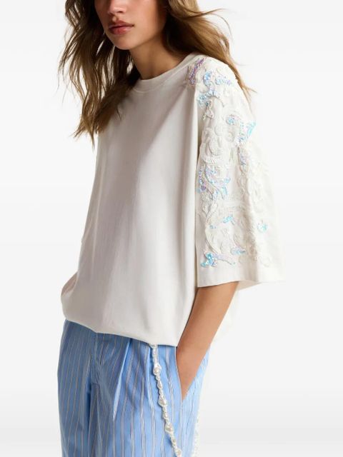 Essentiel Antwerp sequin-embellished bead-embellished T-shirt - White