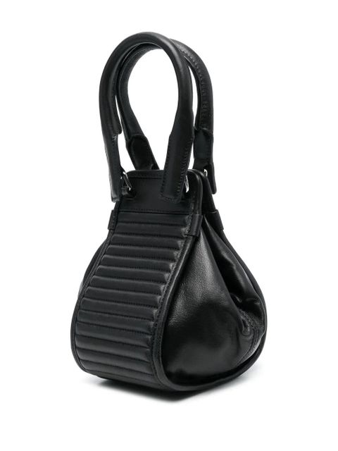 Diesel logo-charm detail tote bag - Black