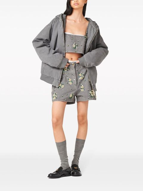 Miu Miu floral-embellished crop top - Grey - zdjęcie produktu nr 2