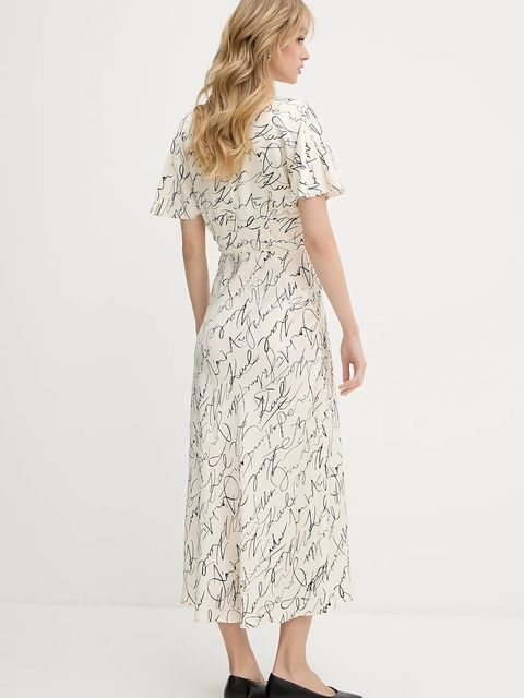 Karl Lagerfeld sukienka kolor beżowy maxi rozkloszowana A3W13029