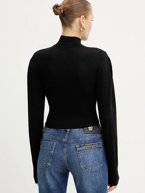 Versace Jeans Couture sweter z dodatkiem wełny kolor czarny lekki z półgolfem 79HAFMH8 CMH62