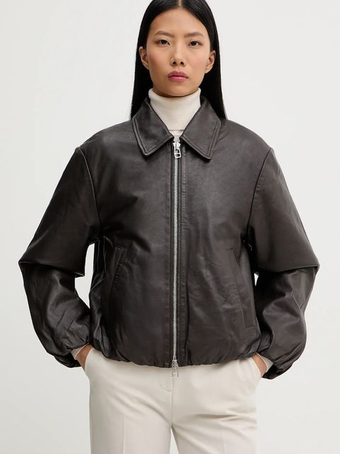 Marc O'Polo kurtka skórzana kolor brązowy przejściowa 5000007903 - zdjęcie produktu nr 1