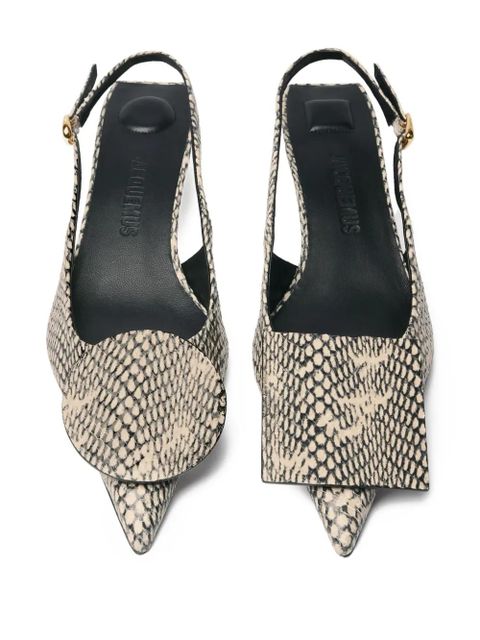 Jacquemus snakeskin-print slingback pumps - Neutrals
