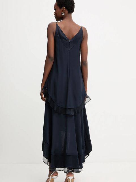 BOSS sukienka kolor granatowy maxi rozkloszowana 50542856