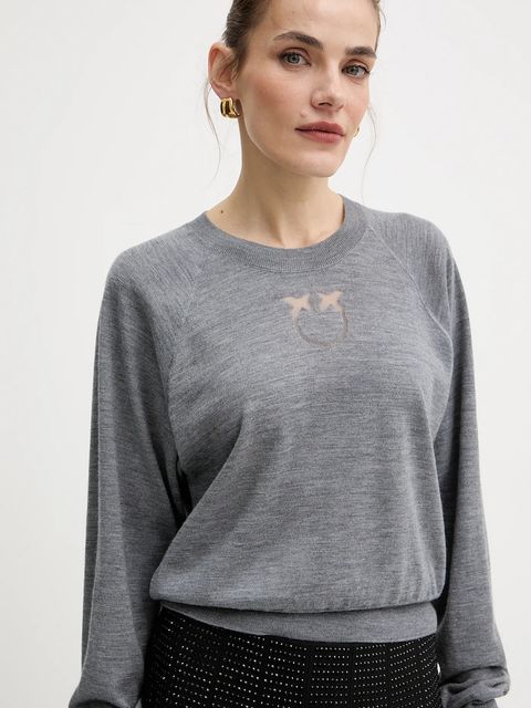 Pinko sweter damski kolor szary lekki 105417 A18M