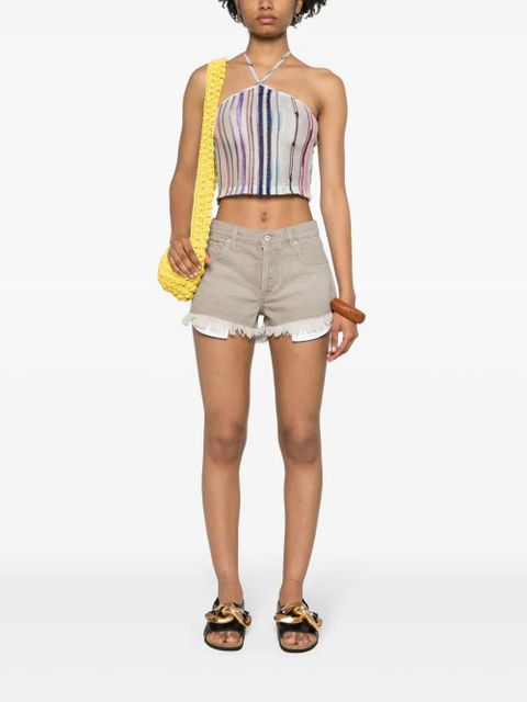 LOEWE Anagram-logo denim shorts - Neutrals