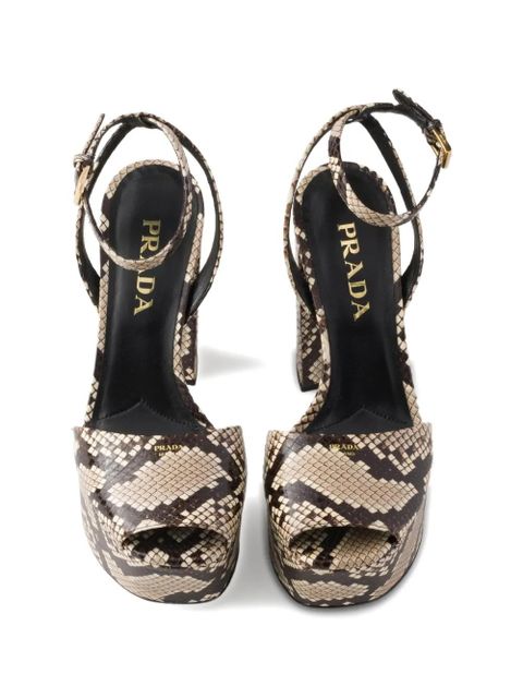 Prada Python-print Ayers leather platform sandals - Neutrals
