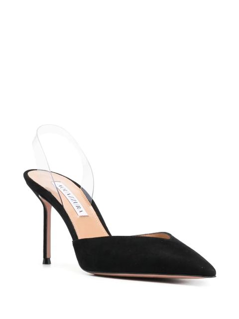 Aquazzura V Plexi 95mm suede pumps - Black