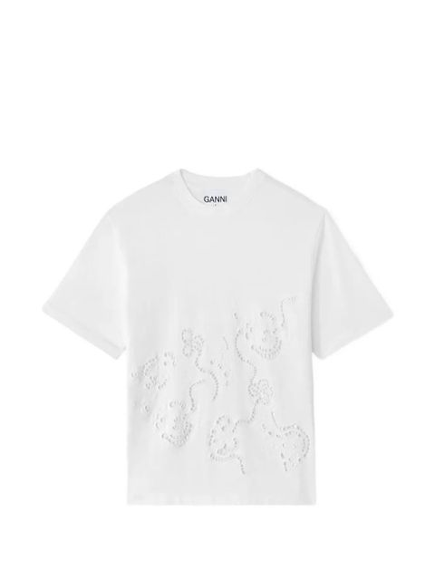 GANNI broderie-anglaise T-shirt - White - zdjęcie produktu nr 1