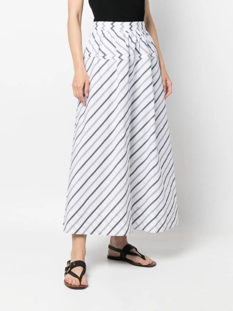 Tory Burch Variegated striped poplin skirt - White