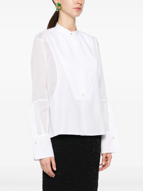 Jil Sander semi-sheer panelled cotton shirt - White - zdjęcie produktu nr 2