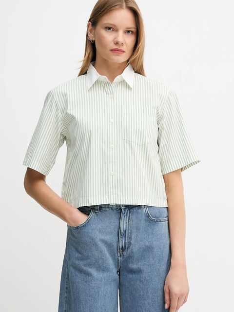 United Colors of Benetton koszula bawełniana damska kolor zielony relaxed z kołnierzykiem klasycznym 59T7DQ0CI - zdjęcie produktu nr 1