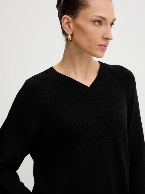 Armani Exchange sweter z dodatkiem wełny damski kolor czarny lekki XW001335 AF13774 - zdjęcie produktu nr 2