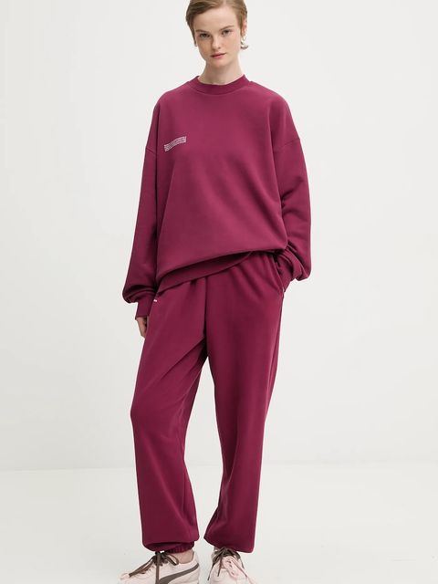 Pangaia bluza bawełniana kolor bordowy z nadrukiem 10000183