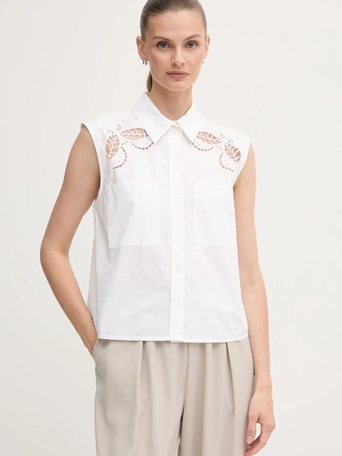 Dkny koszula bawełniana damska kolor biały regular z kołnierzykiem klasycznym P5DM0B45 - zdjęcie produktu nr 1