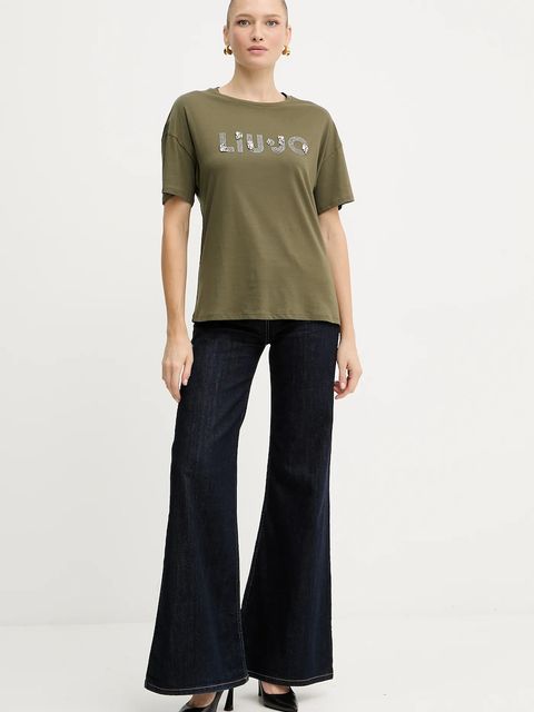 Liu Jo t-shirt bawełniany damski kolor zielony MF5347 JS923